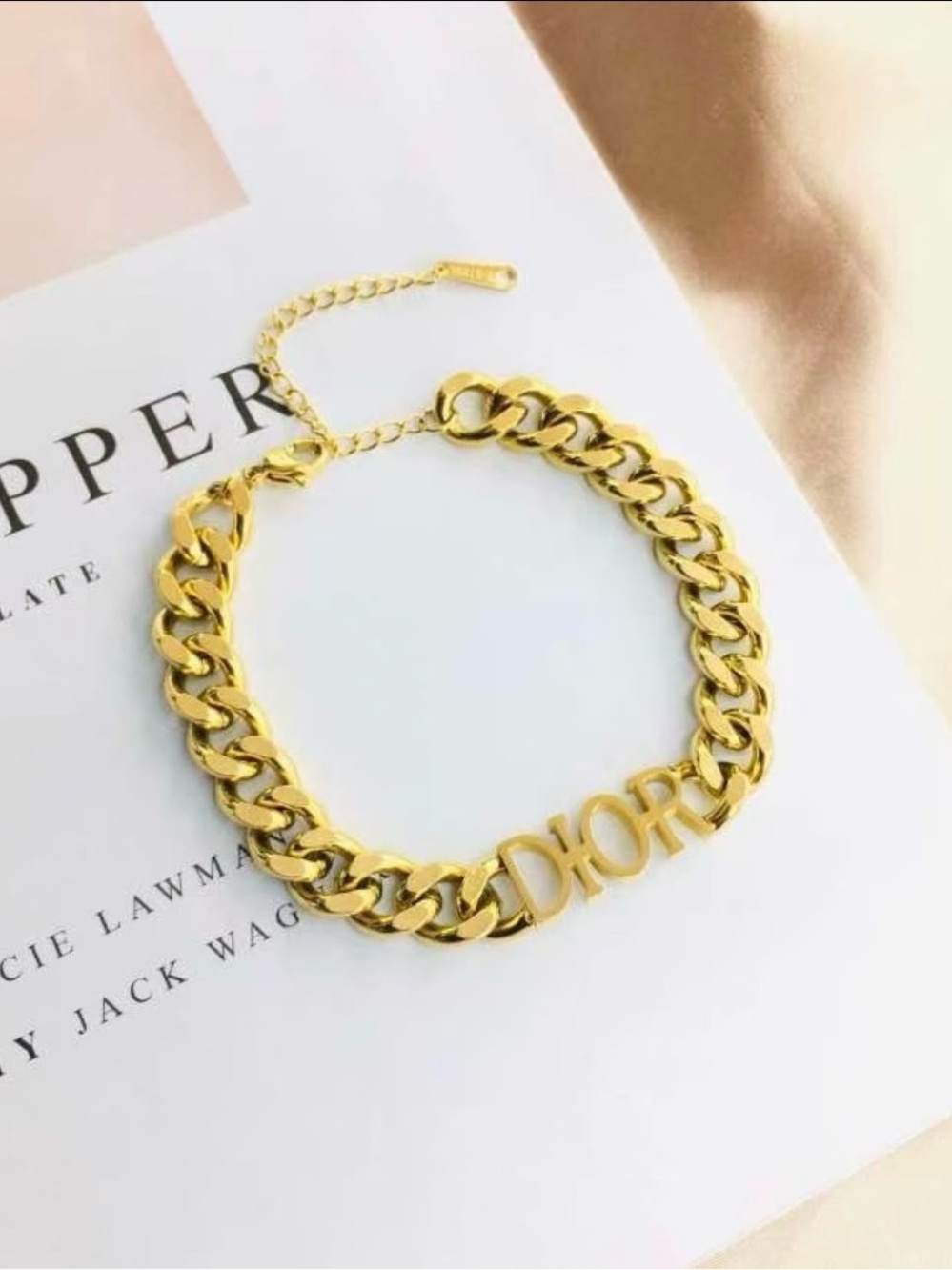 CD Inspired Gold Tone Chunky Link Bracelet